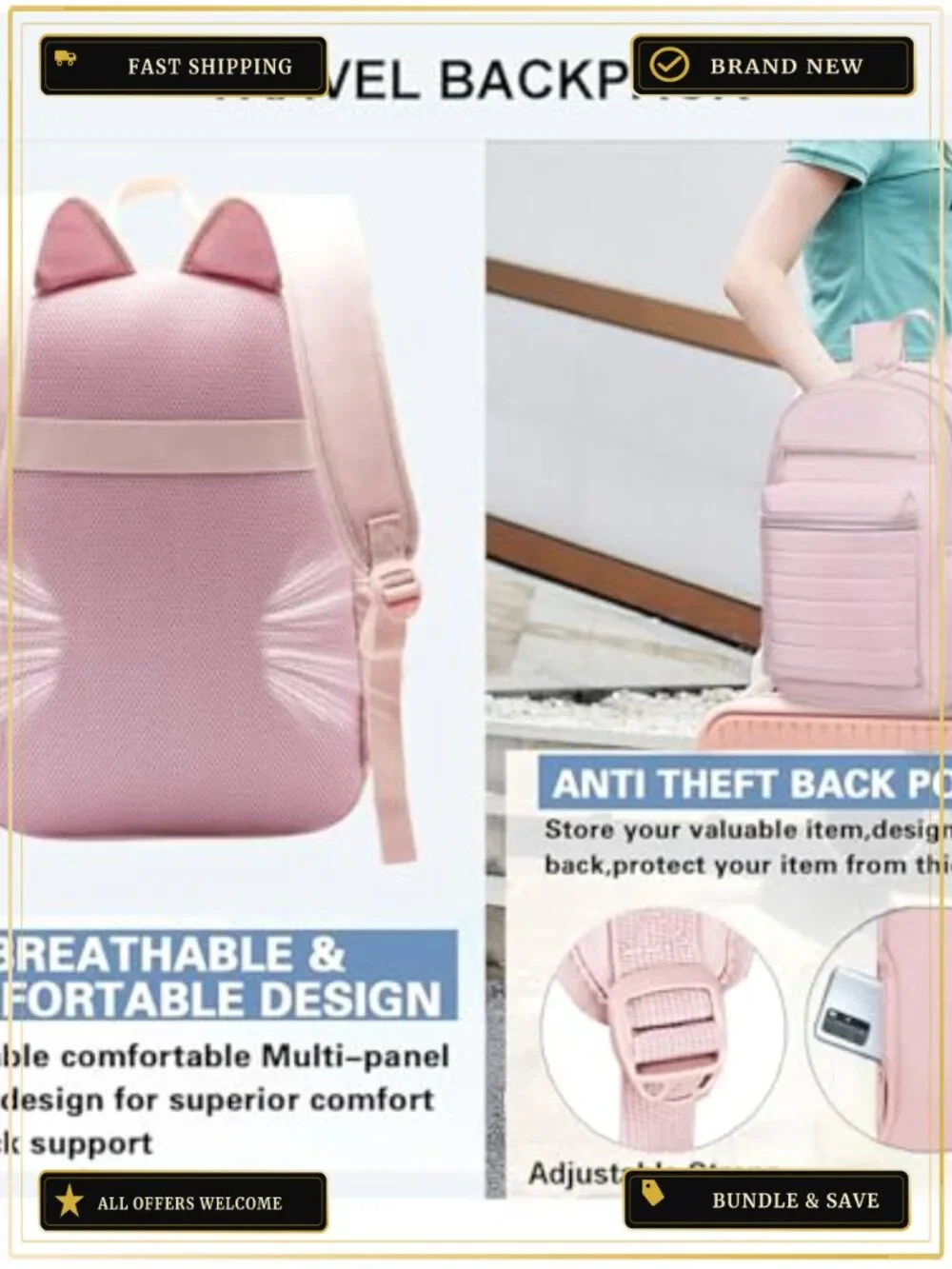 Travel Laptop Backpack for Women Water Resistant Anti-Theft 15.6 Inch
